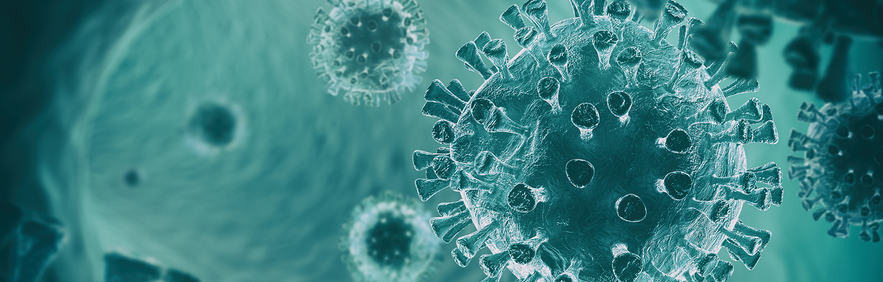 Coronavirus in blauer Farbe